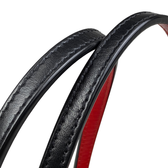 Christian Louboutin Cabata Tote Shoulder Bag Leather Black Red - Picture 7 of 8